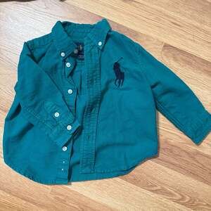 Ralph Lauren Baby Boys Iconic Oxford Long Sleeve Button-Down Shirt, Green